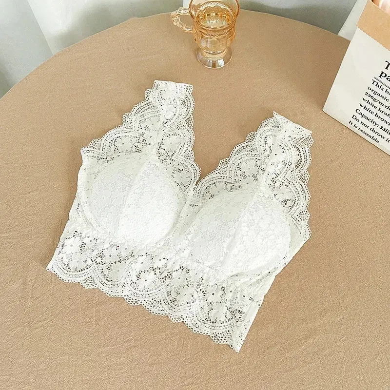 Women's Deep V Neck Lace Bralette Padded Camisole Tank Top - Sexy Wire-Free Lingerie with V-Back Design for Everyday Comfort showcase 6