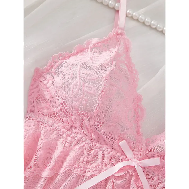 Plus Size Women's Sexy Lace Lingerie Set - Suspender Nightgown & Thong - Erotic Bra Nightdress Accessories thumbnail 3