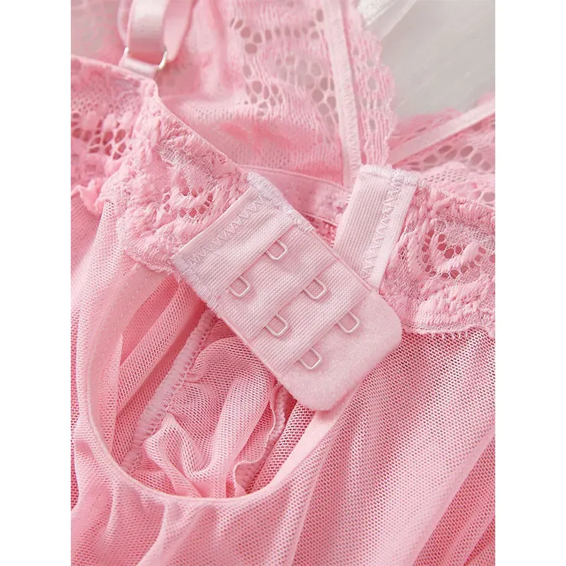 Plus Size Women's Sexy Lace Lingerie Set - Suspender Nightgown & Thong - Erotic Bra Nightdress Accessories showcase 9