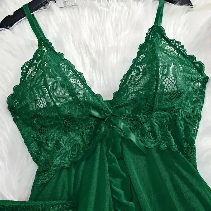 Plus Size Women's Sexy Lace Lingerie Set - Suspender Nightgown & Thong - Erotic Bra Nightdress Accessories showcase 20