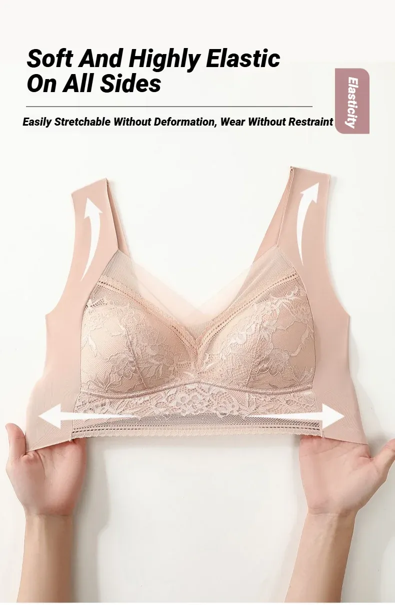 Seamless Ice Silk Push Up Bra for Women - Wireless Lace Bralette, Summer Comfort Underwear, Plus Size Lingerie, Deep V Sexy Design, Breathable & Lightweight showcase 11