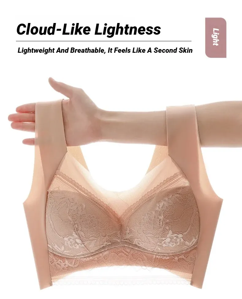 Seamless Ice Silk Push Up Bra for Women - Wireless Lace Bralette, Summer Comfort Underwear, Plus Size Lingerie, Deep V Sexy Design, Breathable & Lightweight showcase 10