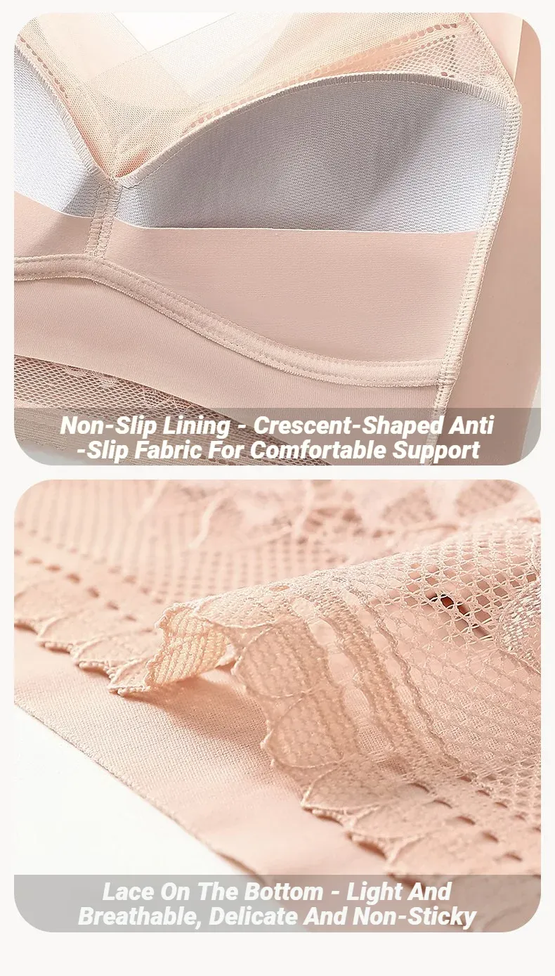 Seamless Ice Silk Push Up Bra for Women - Wireless Lace Bralette, Summer Comfort Underwear, Plus Size Lingerie, Deep V Sexy Design, Breathable & Lightweight showcase 15