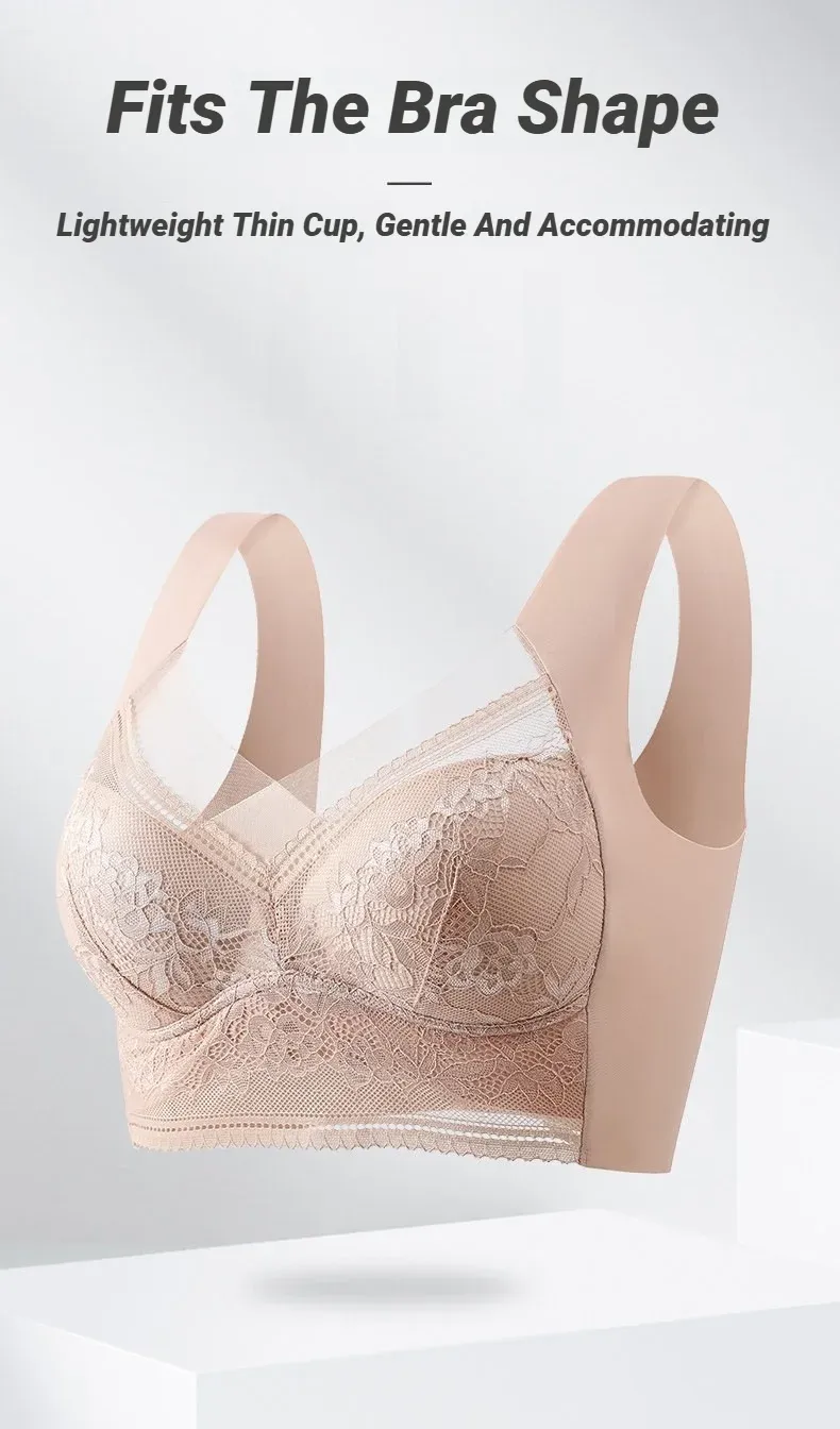 Seamless Ice Silk Push Up Bra for Women - Wireless Lace Bralette, Summer Comfort Underwear, Plus Size Lingerie, Deep V Sexy Design, Breathable & Lightweight showcase 5