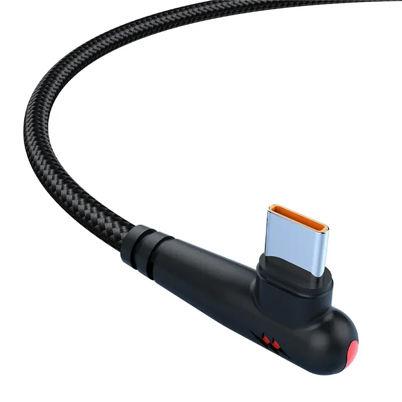 PHONEPACE 120W Braided 90 Degree USB-C Fast Charging Cable for Samsung, Xiaomi, Pixel - High-Speed Data Transfer, Durable Tangle-Free Nylon, Right Angle Design for Gaming & Tight Spaces thumbnail 6