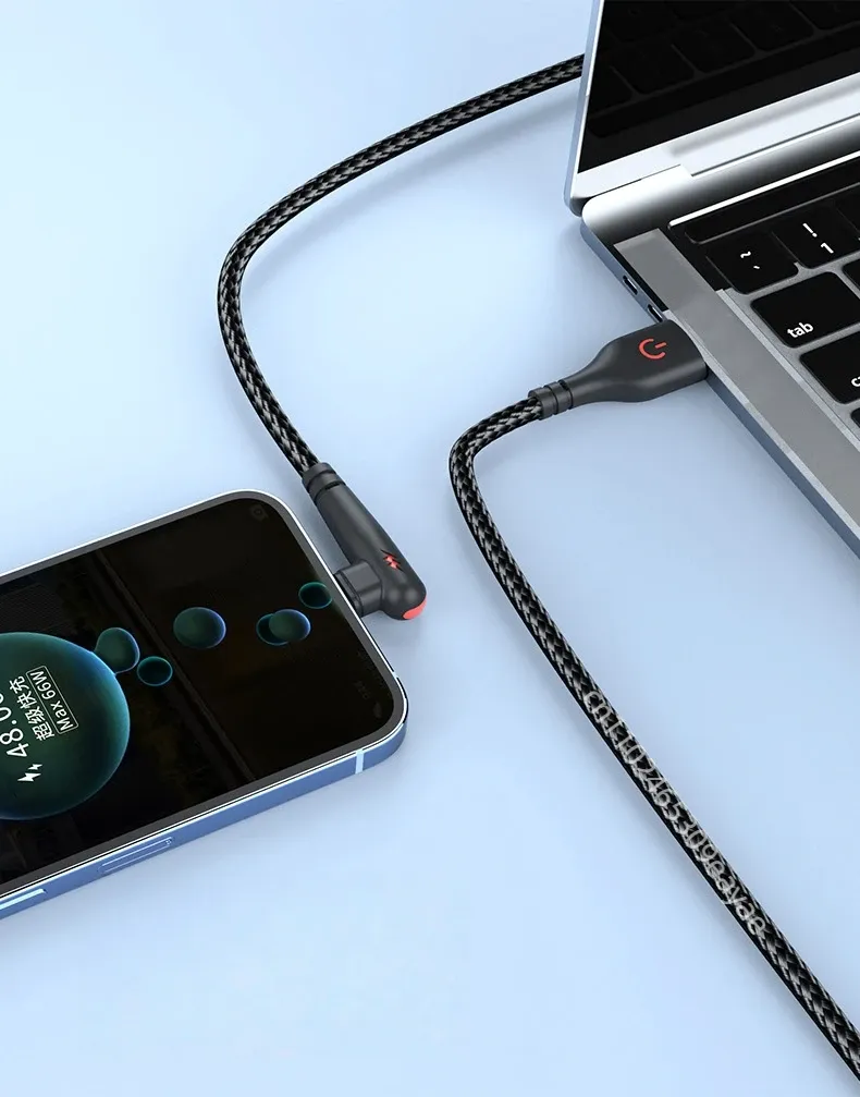 PHONEPACE 120W Braided 90 Degree USB-C Fast Charging Cable for Samsung, Xiaomi, Pixel - High-Speed Data Transfer, Durable Tangle-Free Nylon, Right Angle Design for Gaming & Tight Spaces showcase 8