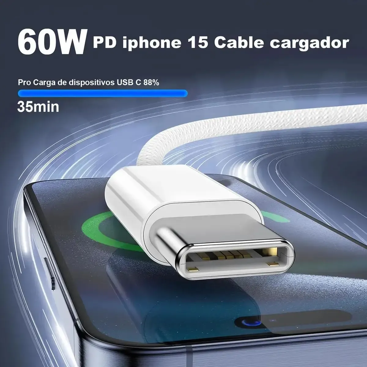 60W USB C to USB C Cable for Fast Charging Laptops, Tablets, Phones - 480Mbps Data Transfer, PD 60W, MacBook Compatible thumbnail 5