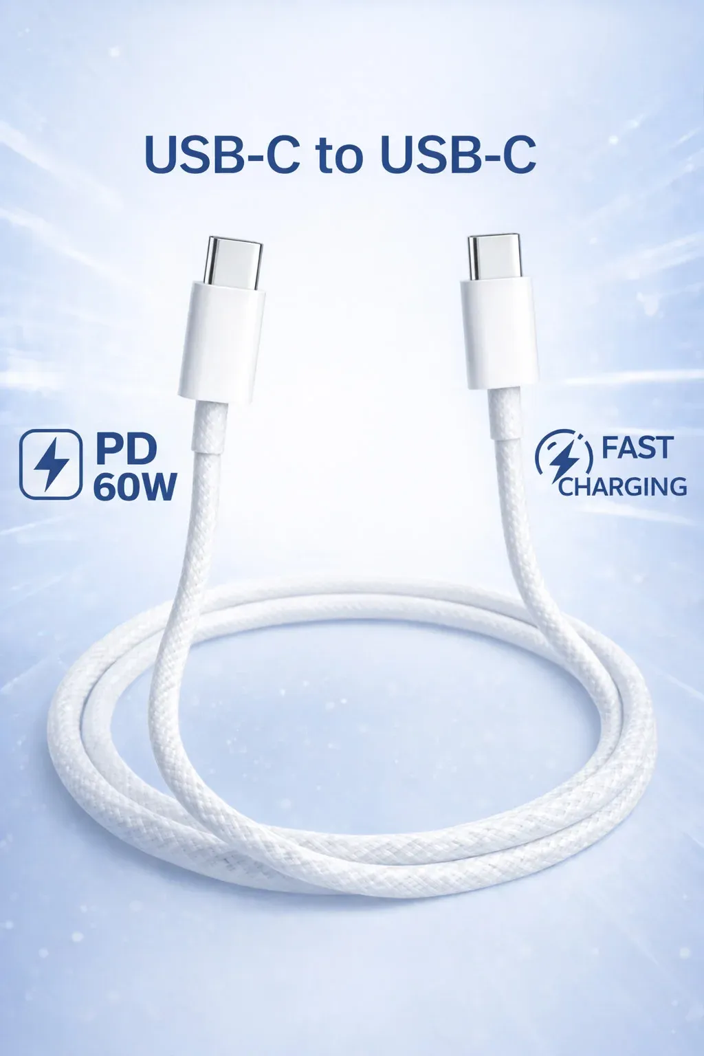60W USB C to USB C Cable for Fast Charging Laptops, Tablets, Phones - 480Mbps Data Transfer, PD 60W, MacBook Compatible showcase 1