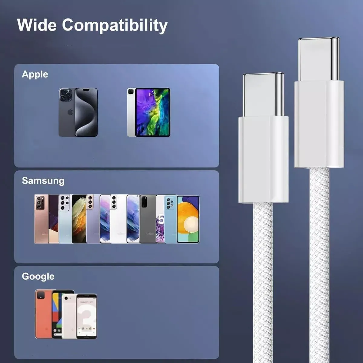 60W USB C to USB C Cable for Fast Charging Laptops, Tablets, Phones - 480Mbps Data Transfer, PD 60W, MacBook Compatible showcase 4