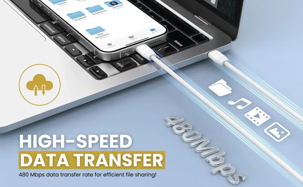 60W USB C to USB C Cable for Fast Charging Laptops, Tablets, Phones - 480Mbps Data Transfer, PD 60W, MacBook Compatible showcase 6