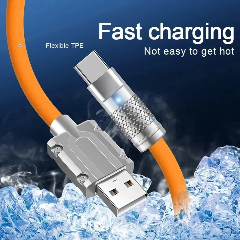 3PCS 120W Super Fast Charge USB-C Cable, Liquid Silicone Data Wire for Xiaomi, Huawei, Samsung Phones - Quick Charge Type-C Data Line thumbnail 3