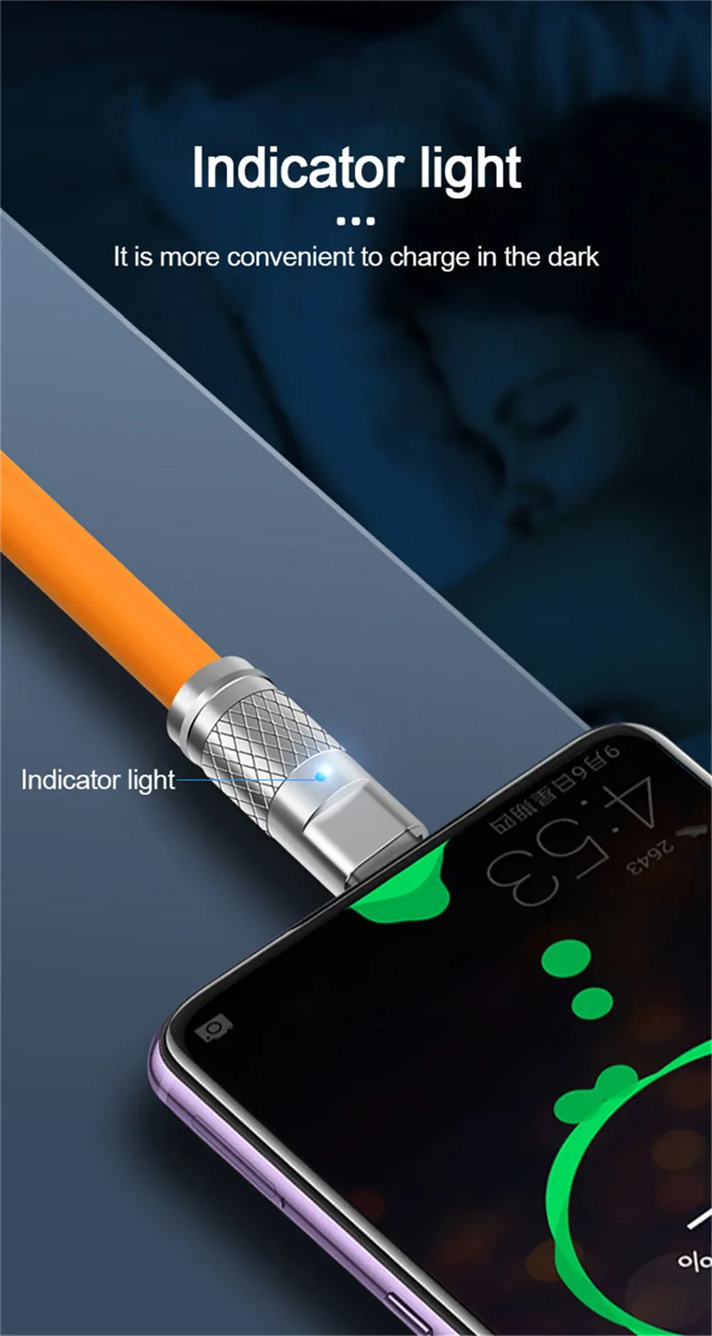 3PCS 120W Super Fast Charge USB-C Cable, Liquid Silicone Data Wire for Xiaomi, Huawei, Samsung Phones - Quick Charge Type-C Data Line showcase 6