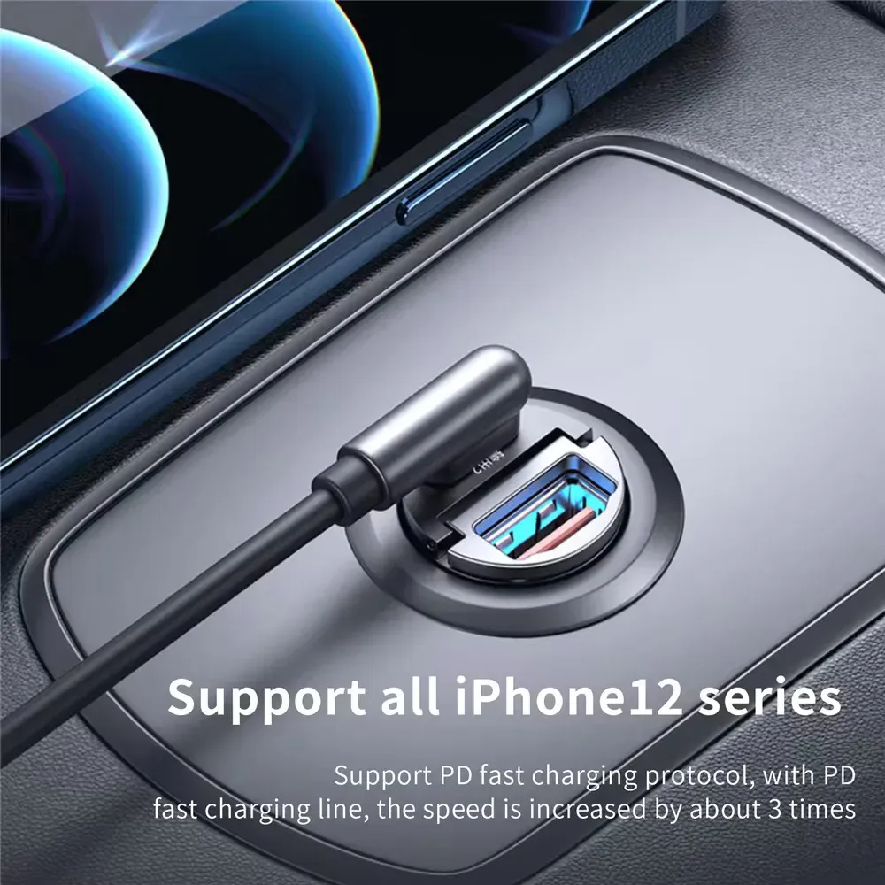 100W/200W QC3.0 PD Mini Car Charger with Dual USB Type-C Ports, Fast Charging for iPhone, Samsung, Xiaomi, Huawei - 12-24V Lighter Adapter thumbnail 2