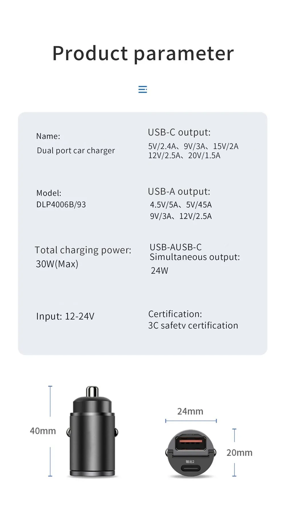 100W/200W QC3.0 PD Mini Car Charger with Dual USB Type-C Ports, Fast Charging for iPhone, Samsung, Xiaomi, Huawei - 12-24V Lighter Adapter showcase 10