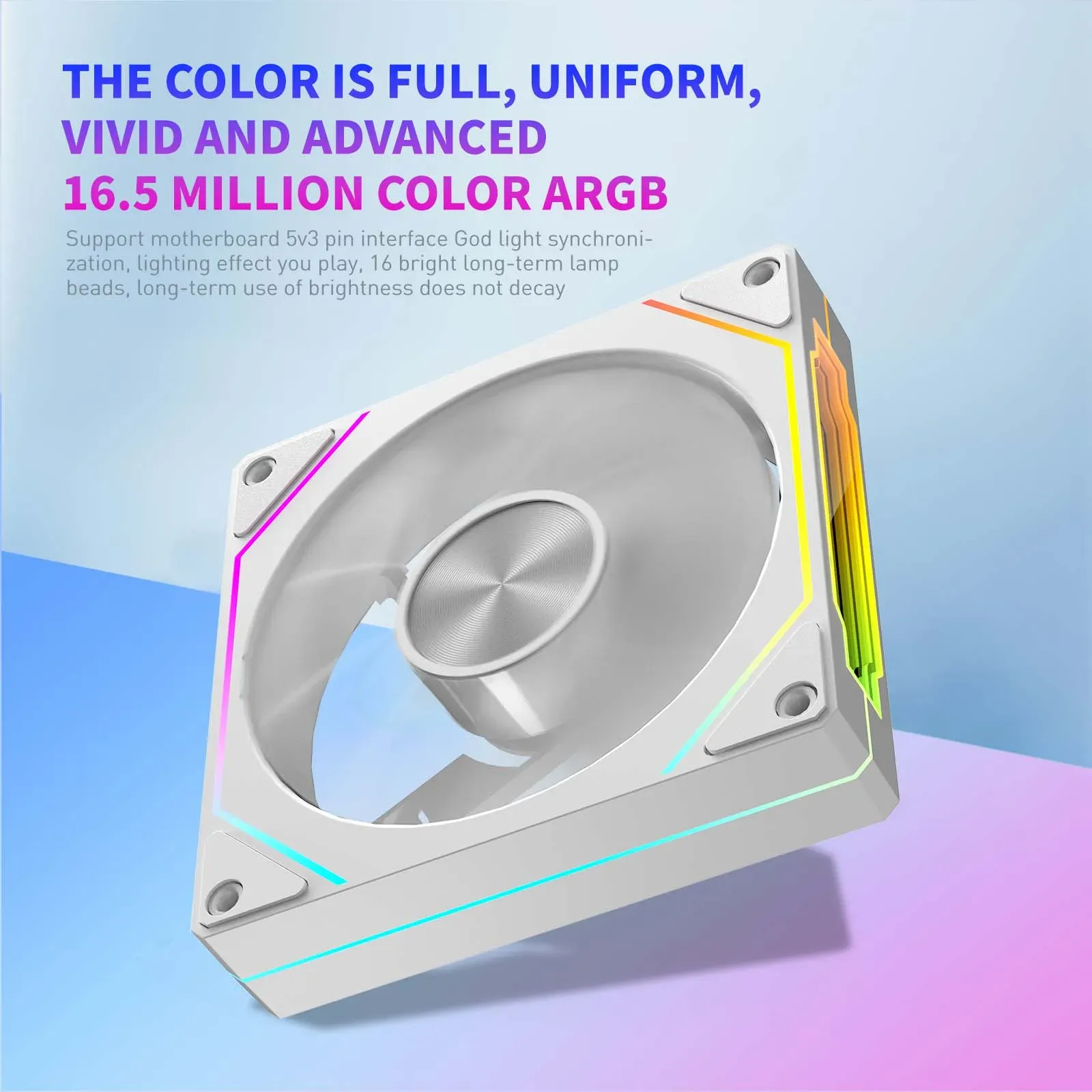 PRISM 5 PRO 12cm ARGB PWM Computer Case Fan - Quiet Cooling, Large Air Volume 45.2CFM, 600-1800RPM, 12V for PC Enthusiasts thumbnail 3