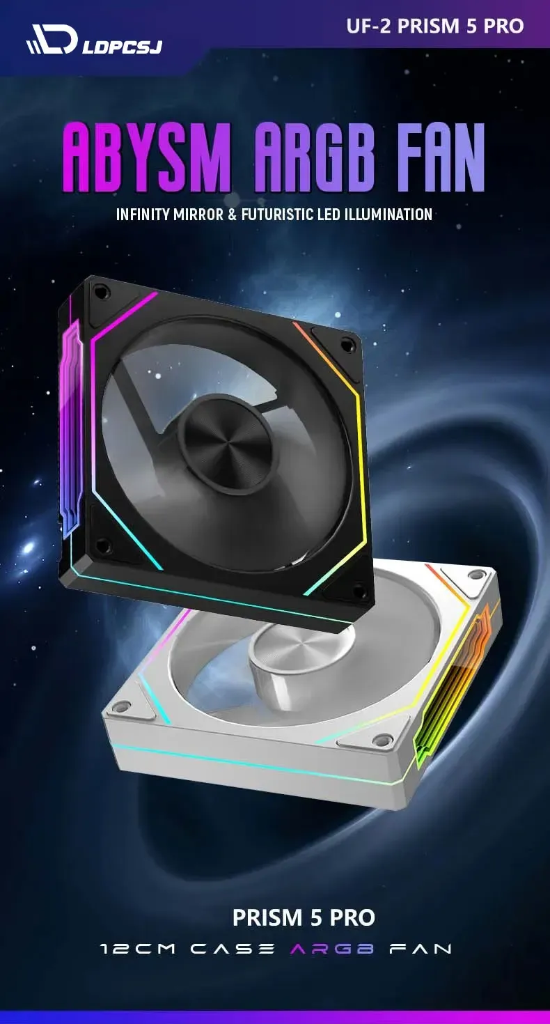 PRISM 5 PRO 12cm ARGB PWM Computer Case Fan - Quiet Cooling, Large Air Volume 45.2CFM, 600-1800RPM, 12V for PC Enthusiasts showcase 1