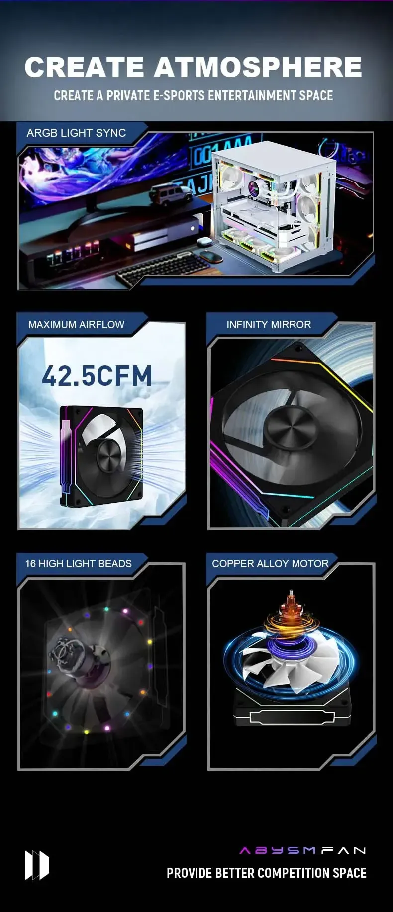 PRISM 5 PRO 12cm ARGB PWM Computer Case Fan - Quiet Cooling, Large Air Volume 45.2CFM, 600-1800RPM, 12V for PC Enthusiasts showcase 2