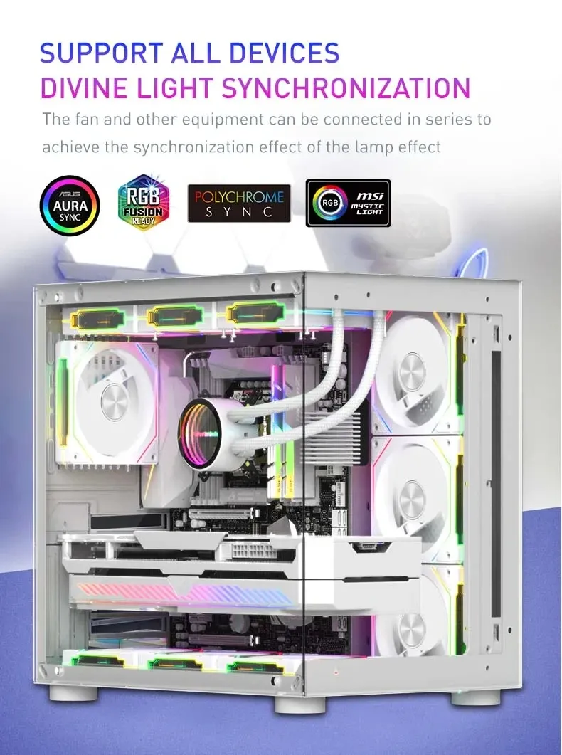 PRISM 5 PRO 12cm ARGB PWM Computer Case Fan - Quiet Cooling, Large Air Volume 45.2CFM, 600-1800RPM, 12V for PC Enthusiasts showcase 6