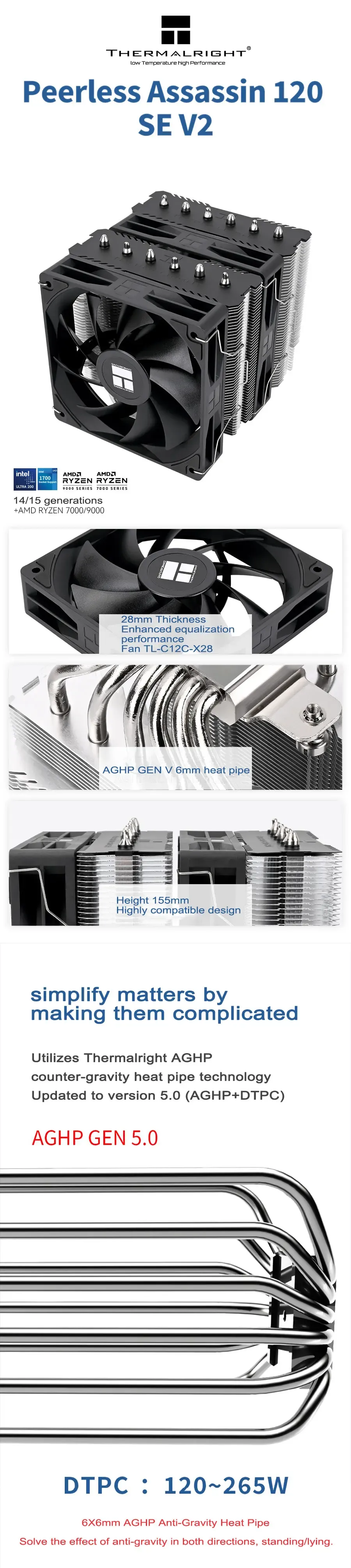 Thermalright Peerless Assassin 120 SE V2 CPU Air Cooler, Dual Tower Heatsink with 120mm PWM Fans, Support LGA1851/1700/AM5/AM4 Sockets for PC Gaming Builds showcase 2