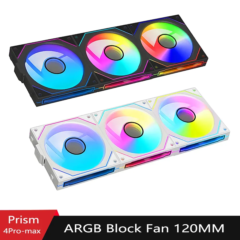 120mm ARGB PC Case Fan with Mirror Cycling Lighting, PWM 4-Pin CPU Cooling Fan, 58.36CFM for Computer Water Cooling Systems