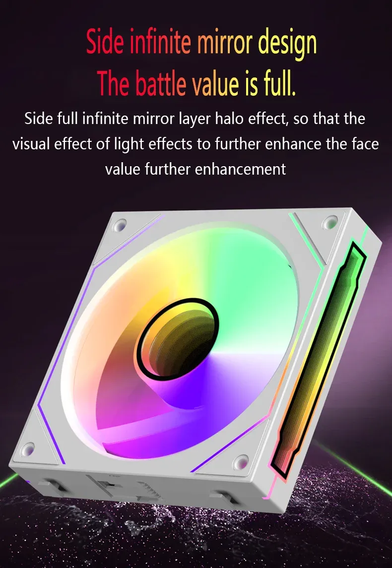 120mm ARGB PC Case Fan with Mirror Cycling Lighting, PWM 4-Pin CPU Cooling Fan, 58.36CFM for Computer Water Cooling Systems showcase 7
