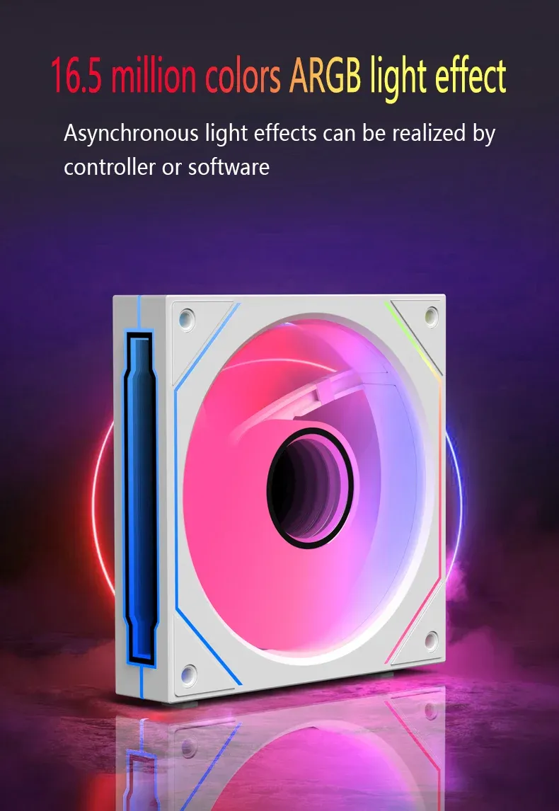 120mm ARGB PC Case Fan with Mirror Cycling Lighting, PWM 4-Pin CPU Cooling Fan, 58.36CFM for Computer Water Cooling Systems showcase 5