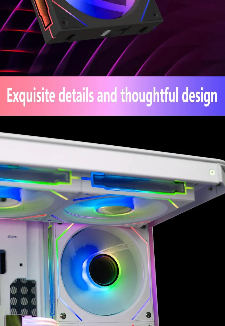 120mm ARGB PC Case Fan with Mirror Cycling Lighting, PWM 4-Pin CPU Cooling Fan, 58.36CFM for Computer Water Cooling Systems showcase 13