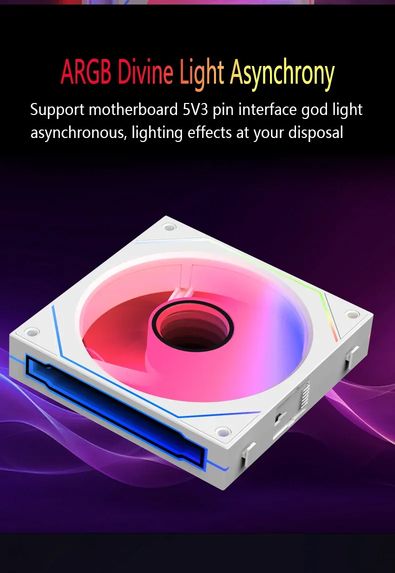 120mm ARGB PC Case Fan with Mirror Cycling Lighting, PWM 4-Pin CPU Cooling Fan, 58.36CFM for Computer Water Cooling Systems showcase 6