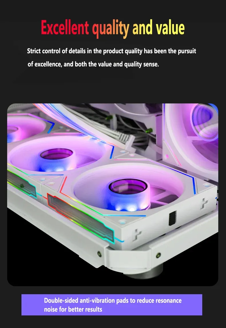 120mm ARGB PC Case Fan with Mirror Cycling Lighting, PWM 4-Pin CPU Cooling Fan, 58.36CFM for Computer Water Cooling Systems showcase 15
