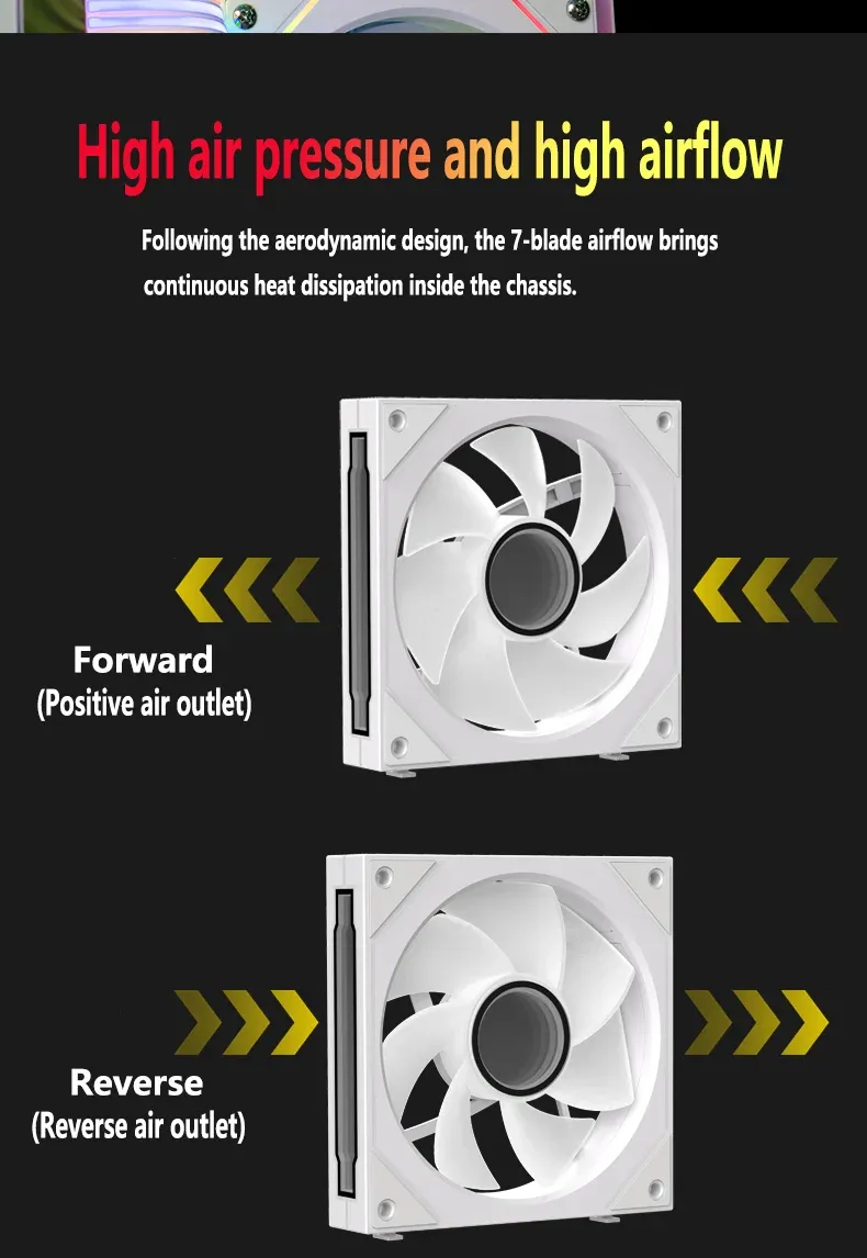 120mm ARGB PC Case Fan with Mirror Cycling Lighting, PWM 4-Pin CPU Cooling Fan, 58.36CFM for Computer Water Cooling Systems showcase 14