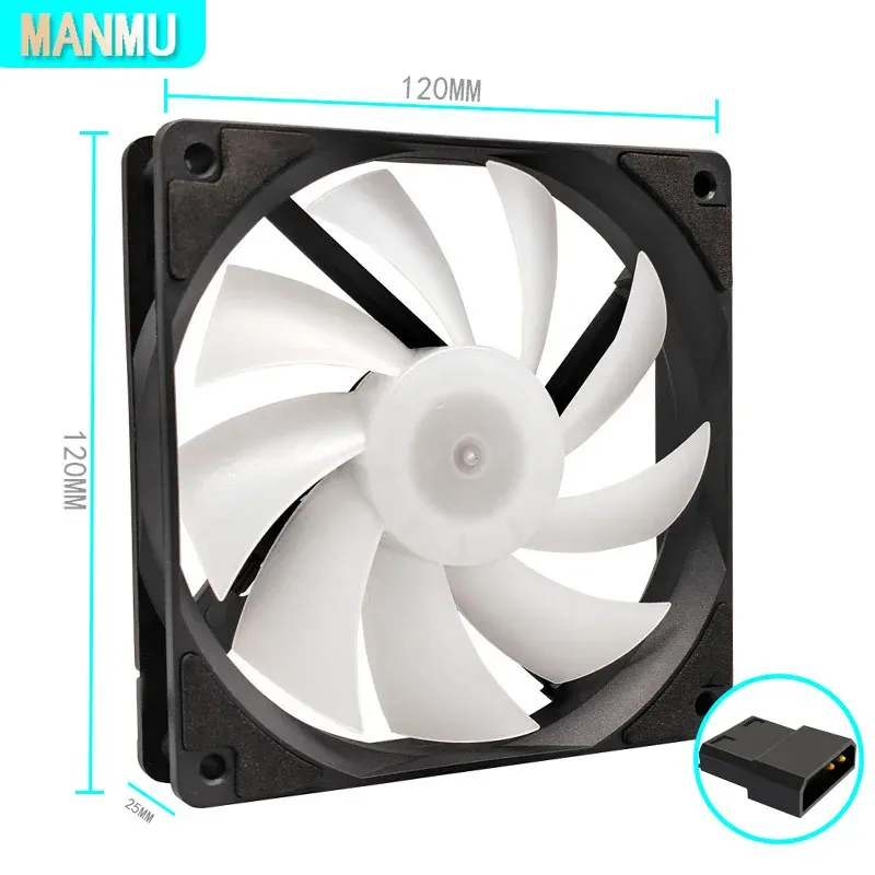 Manmu 120mm Rainbow RGB Case Fan for Gaming PCs - High Cooling Performance, Quiet Operation, Fluid Bearing, 9-Blade Design, Durable PBT Frame thumbnail 4