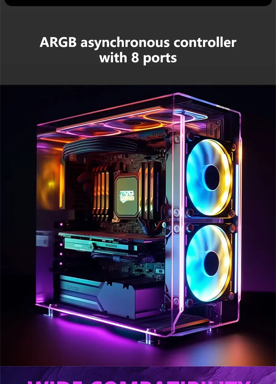 Universal ARGB Controller Hub 5V 3PIN for PC Case Cooling Fans & Light Strips - SignalRGB OpenRGB Compatible showcase 8