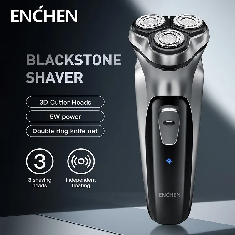 ENCHEN Blackstone 3D Electric Rotary Shaver for Men, Washable Type-C USB Rechargeable, 85 Min Runtime, Smart Shaving System, Anti-Pinch, Travel-Friendly Beard Trimmer