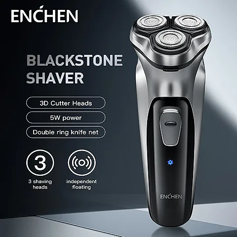 ENCHEN Blackstone 3D Electric Rotary Shaver for Men, Washable Type-C USB Rechargeable, 85 Min Runtime, Smart Shaving System, Anti-Pinch, Travel-Friendly Beard Trimmer
