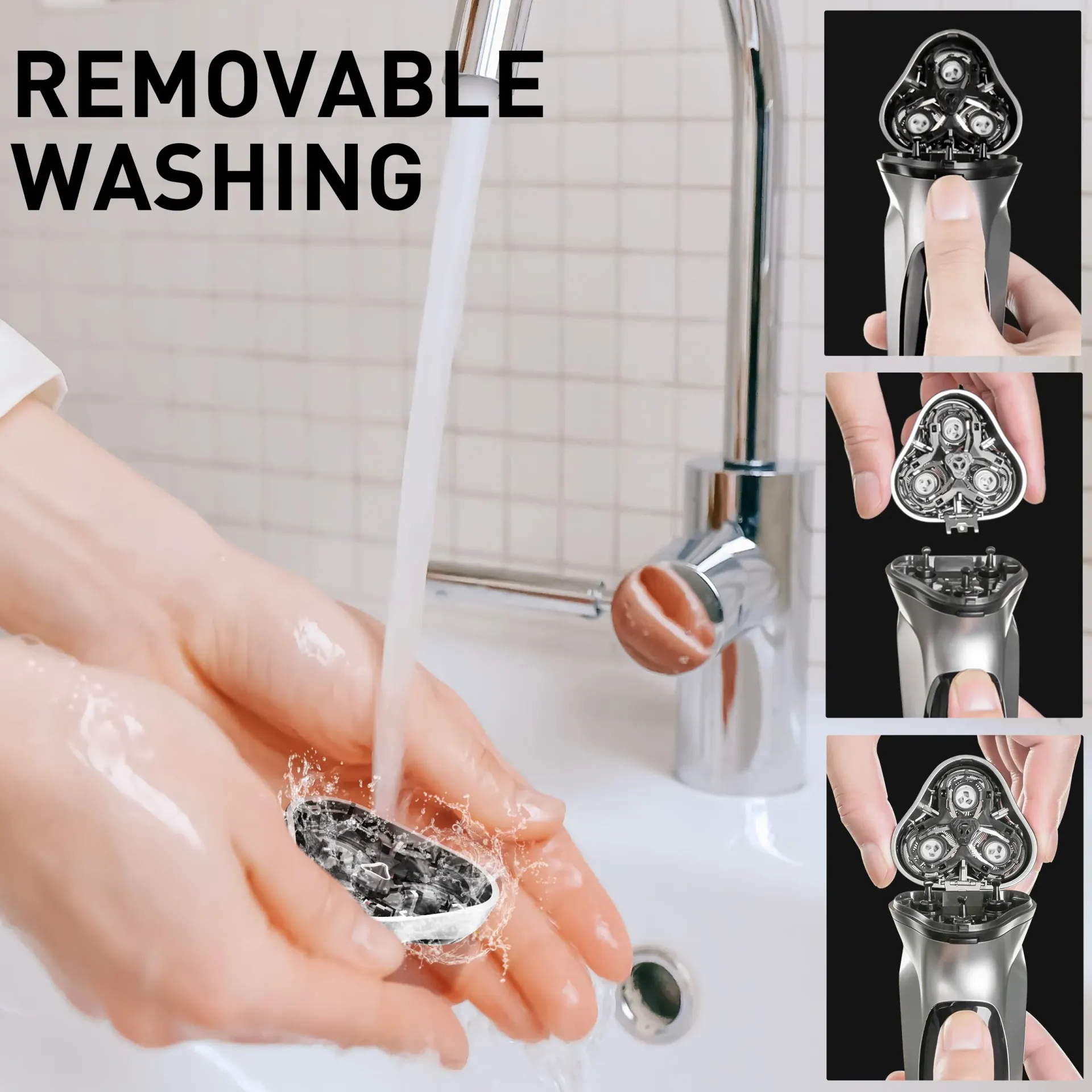 ENCHEN Blackstone 3D Electric Rotary Shaver for Men, Washable Type-C USB Rechargeable, 85 Min Runtime, Smart Shaving System, Anti-Pinch, Travel-Friendly Beard Trimmer thumbnail 4
