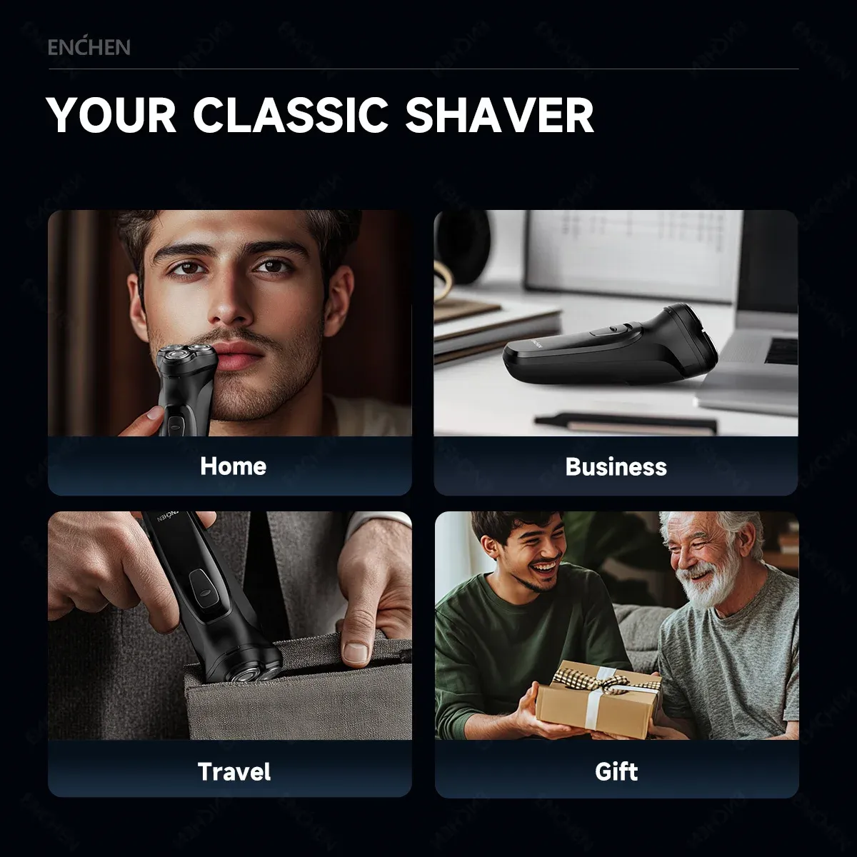 ENCHEN Blackstone 3D Electric Rotary Shaver for Men, Washable Type-C USB Rechargeable, 85 Min Runtime, Smart Shaving System, Anti-Pinch, Travel-Friendly Beard Trimmer thumbnail 6