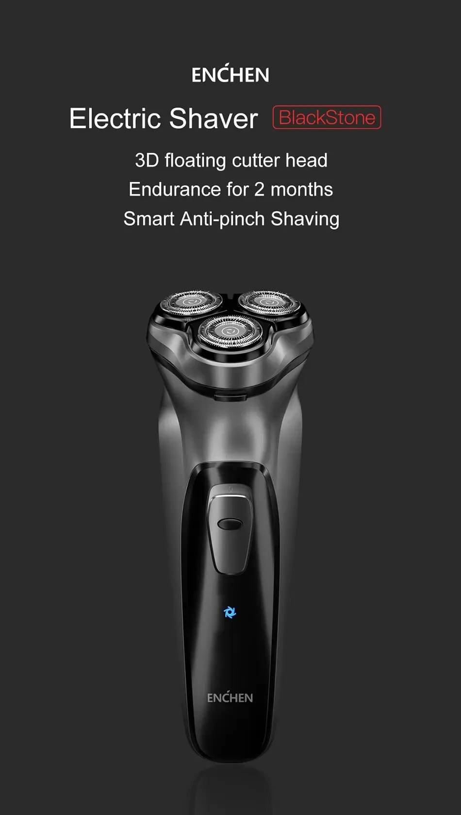 ENCHEN Blackstone 3D Electric Rotary Shaver for Men, Washable Type-C USB Rechargeable, 85 Min Runtime, Smart Shaving System, Anti-Pinch, Travel-Friendly Beard Trimmer showcase 1