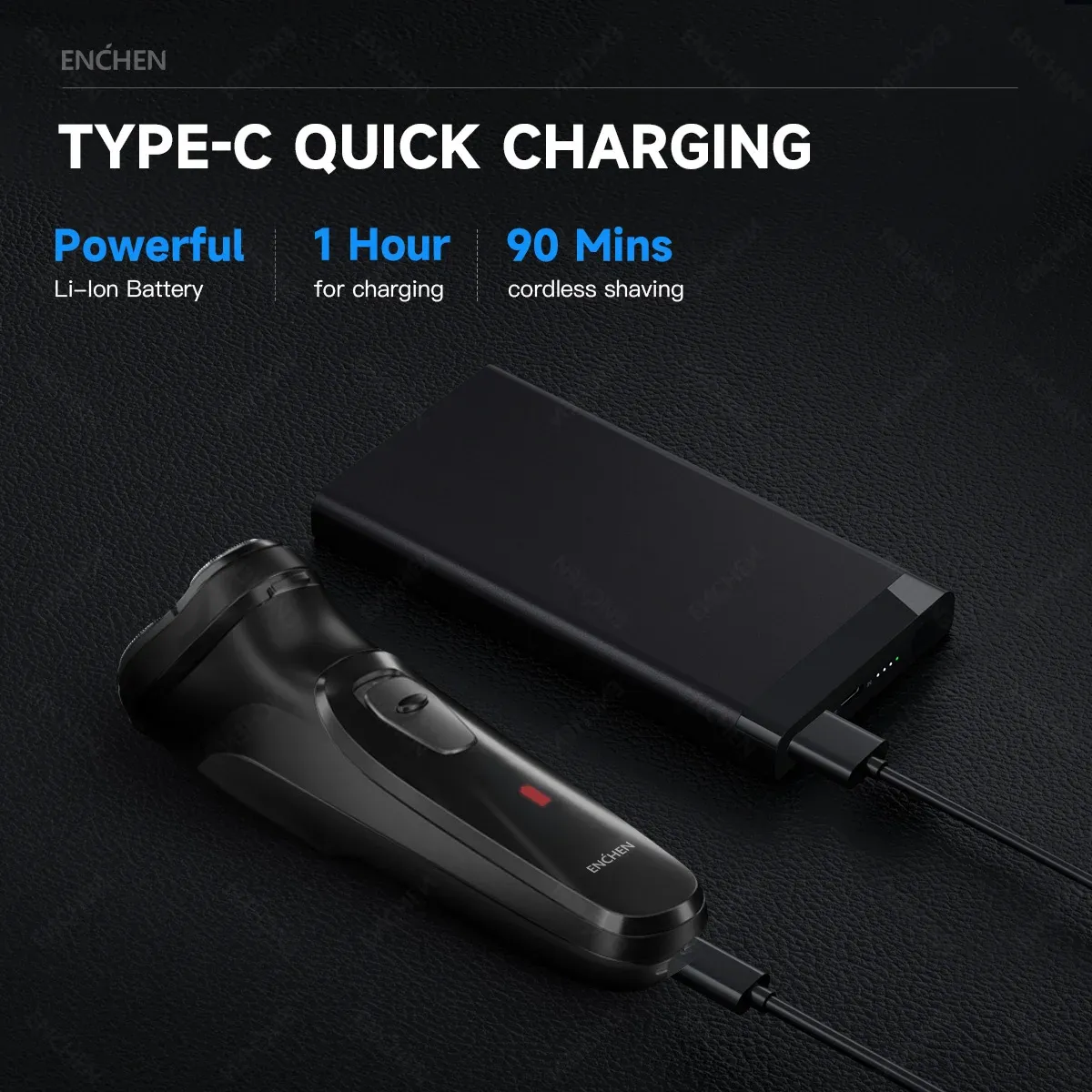 ENCHEN Blackstone 3D Electric Rotary Shaver for Men, Washable Type-C USB Rechargeable, 85 Min Runtime, Smart Shaving System, Anti-Pinch, Travel-Friendly Beard Trimmer thumbnail 5
