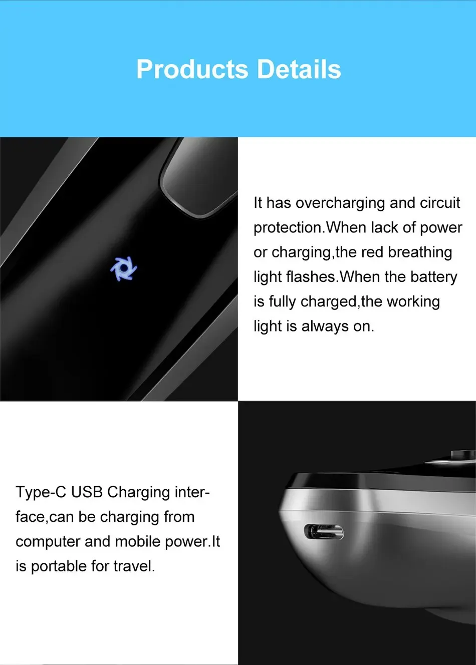 ENCHEN Blackstone 3D Electric Rotary Shaver for Men, Washable Type-C USB Rechargeable, 85 Min Runtime, Smart Shaving System, Anti-Pinch, Travel-Friendly Beard Trimmer showcase 10