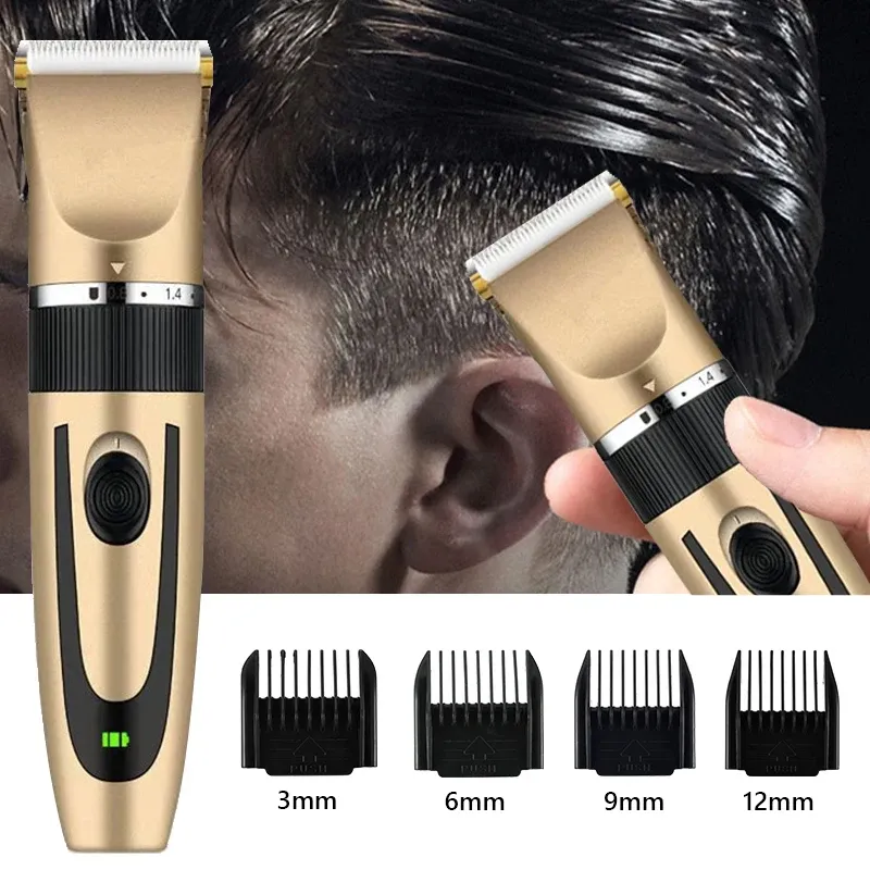 Professional Rechargeable Electric Hair Trimmer for Men - Cordless Barber Clipper Shaver for Home Use & Precision Styling