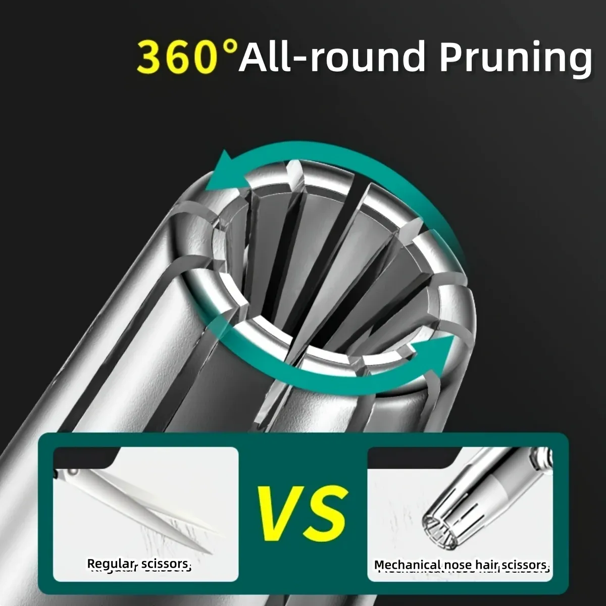 LISI Washable Portable Manual Nose Hair Trimmer for Men & Women, Waterproof Stainless Steel Ear Hair Trimmer with 360° Rotating Cutter, No Battery Required, Easy Clean thumbnail 4