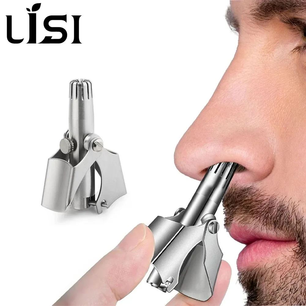 LISI Washable Portable Manual Nose Hair Trimmer for Men & Women, Waterproof Stainless Steel Ear Hair Trimmer with 360° Rotating Cutter, No Battery Required, Easy Clean