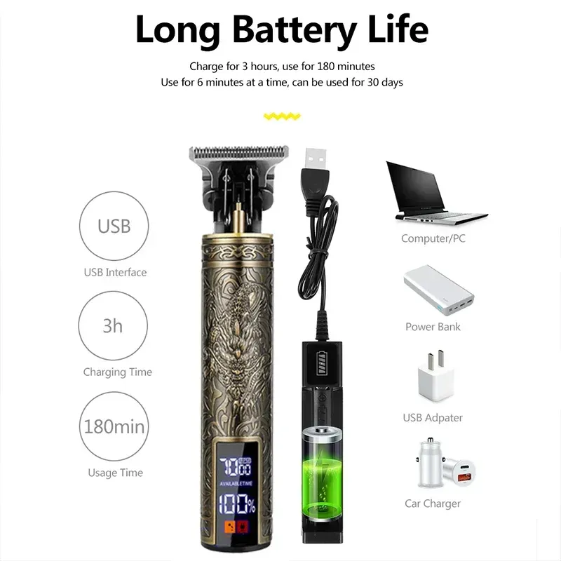 T9 Electric Hair Trimmer for Men | USB Professional Zero Gap Bald Fade Hair Clipper | 0mm Cordless Shaver | Portable Barber Hair Cutting Machine for Home Use thumbnail 6