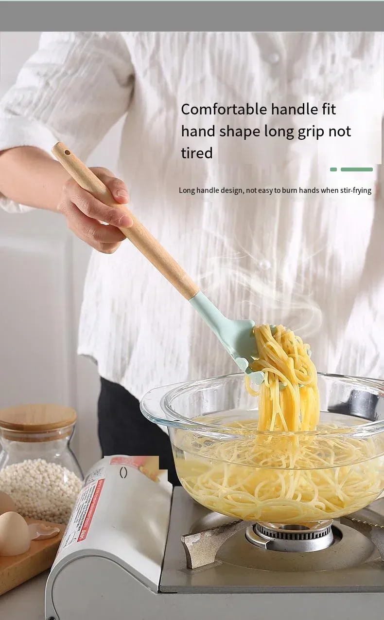 12-Piece Silicone Kitchen Utensil Set with Wooden Handles - Non-Stick Spatula & Spoon Cooking Tools, Heat-Resistant & Durable for Everyday Cooking showcase 3