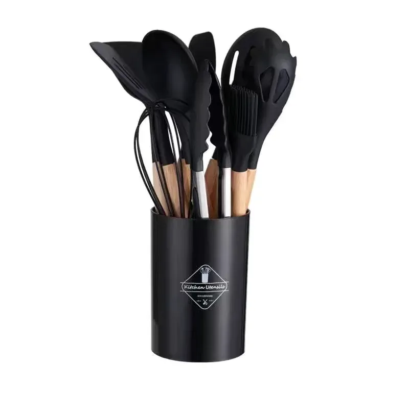 12-Piece Silicone Kitchen Utensil Set with Wooden Handles - Non-Stick Spatula & Spoon Cooking Tools, Heat-Resistant & Durable for Everyday Cooking showcase 12