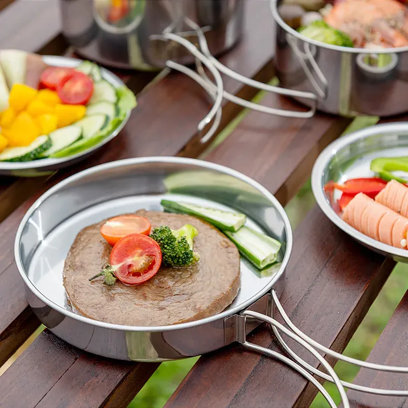 8-Piece Stainless Steel Camping Cookware Set for Outdoor Adventures - Portable Pot, Pan, Plates, Cups for Hiking & Backpacking thumbnail 5