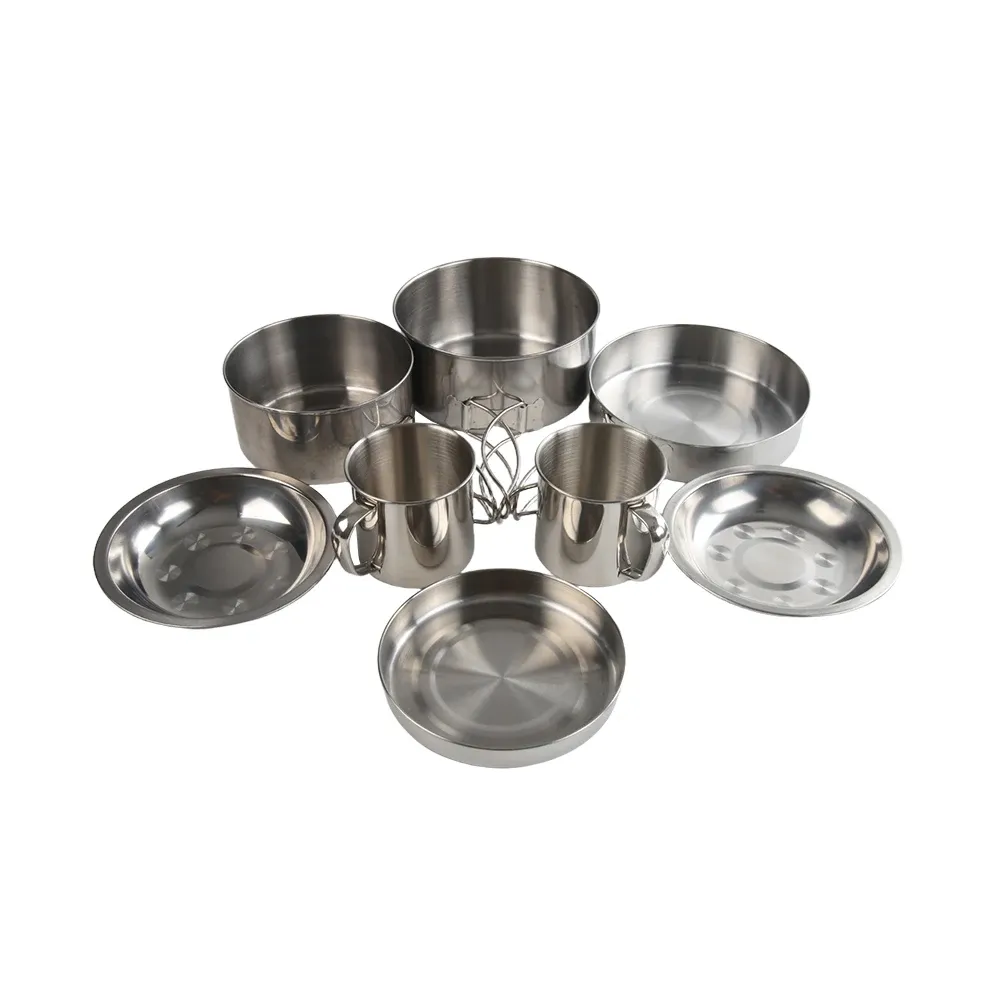 8-Piece Stainless Steel Camping Cookware Set for Outdoor Adventures - Portable Pot, Pan, Plates, Cups for Hiking & Backpacking showcase 6