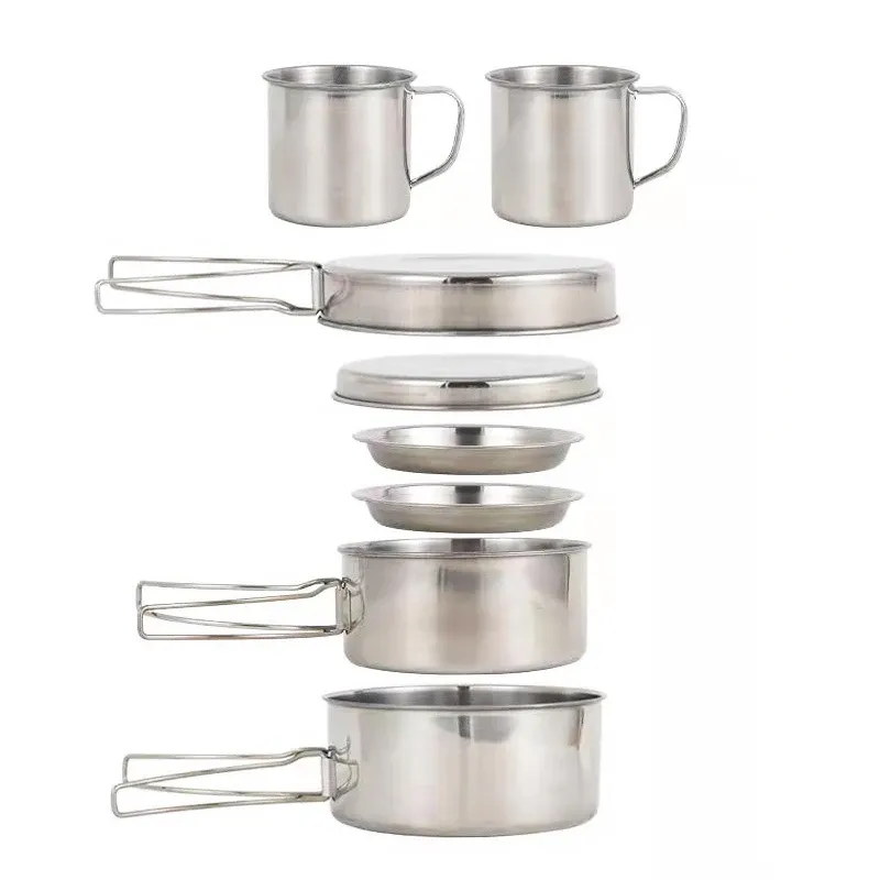 8-Piece Stainless Steel Camping Cookware Set for Outdoor Adventures - Portable Pot, Pan, Plates, Cups for Hiking & Backpacking showcase 5