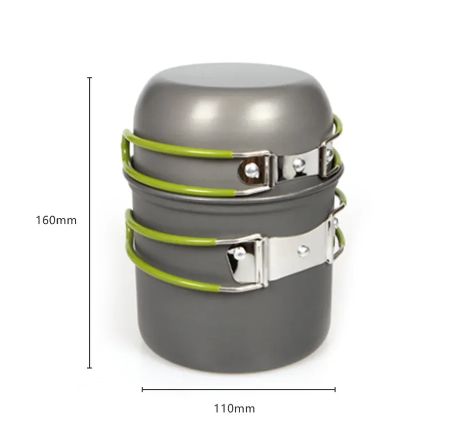 Ultralight Camping Cookware Mess Kit for 1-2 People: Non-Toxic Anodized Aluminum Pot & Pan Set with Mesh Bag for Hiking, Backpacking, Picnics, Outdoor Adventures thumbnail 4