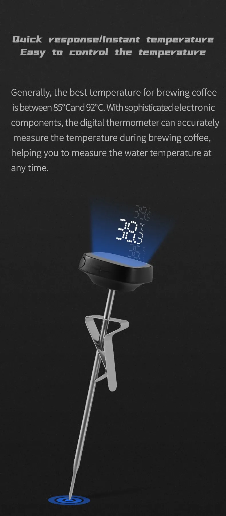 MHW-3BOMBER Digital Food Thermometer - Instant Read 0.1°C Accuracy for Cooking, BBQ, Camping, Barista Coffee, Kitchen Accessories showcase 4